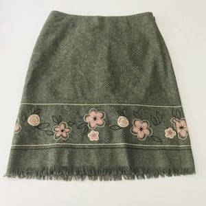 Ann Taylor 4p Skirt Winter Grey Wool Pink Floral